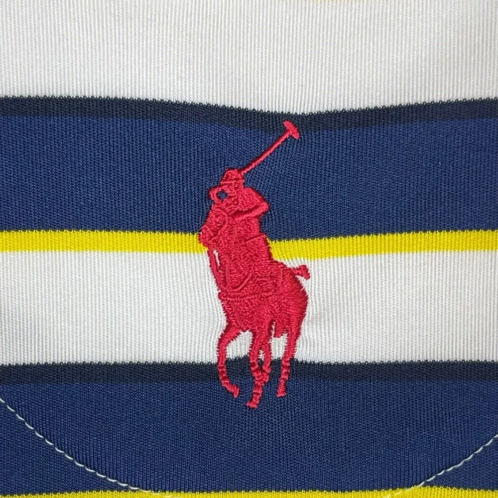 Polo Ralph Lauren Golf Shirt‎ Mens L Multicolor Striped Golf Tournament Logo